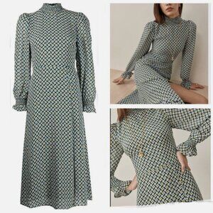 Reformation Stevi Mosaic Long Sleeve Midi Dress. Size 4